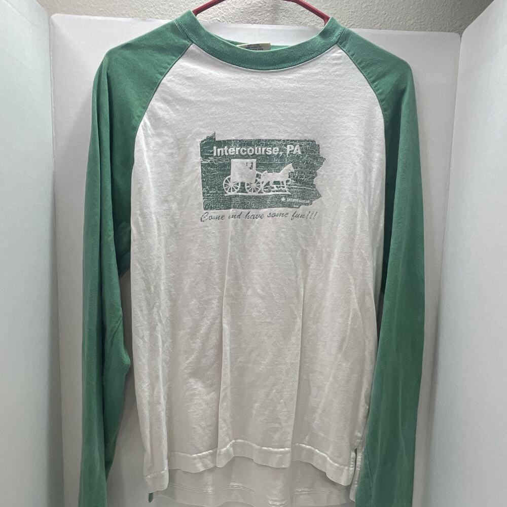 Men’s Size, Small Lung Sleeve Shirt, White And Green Steven Berries
